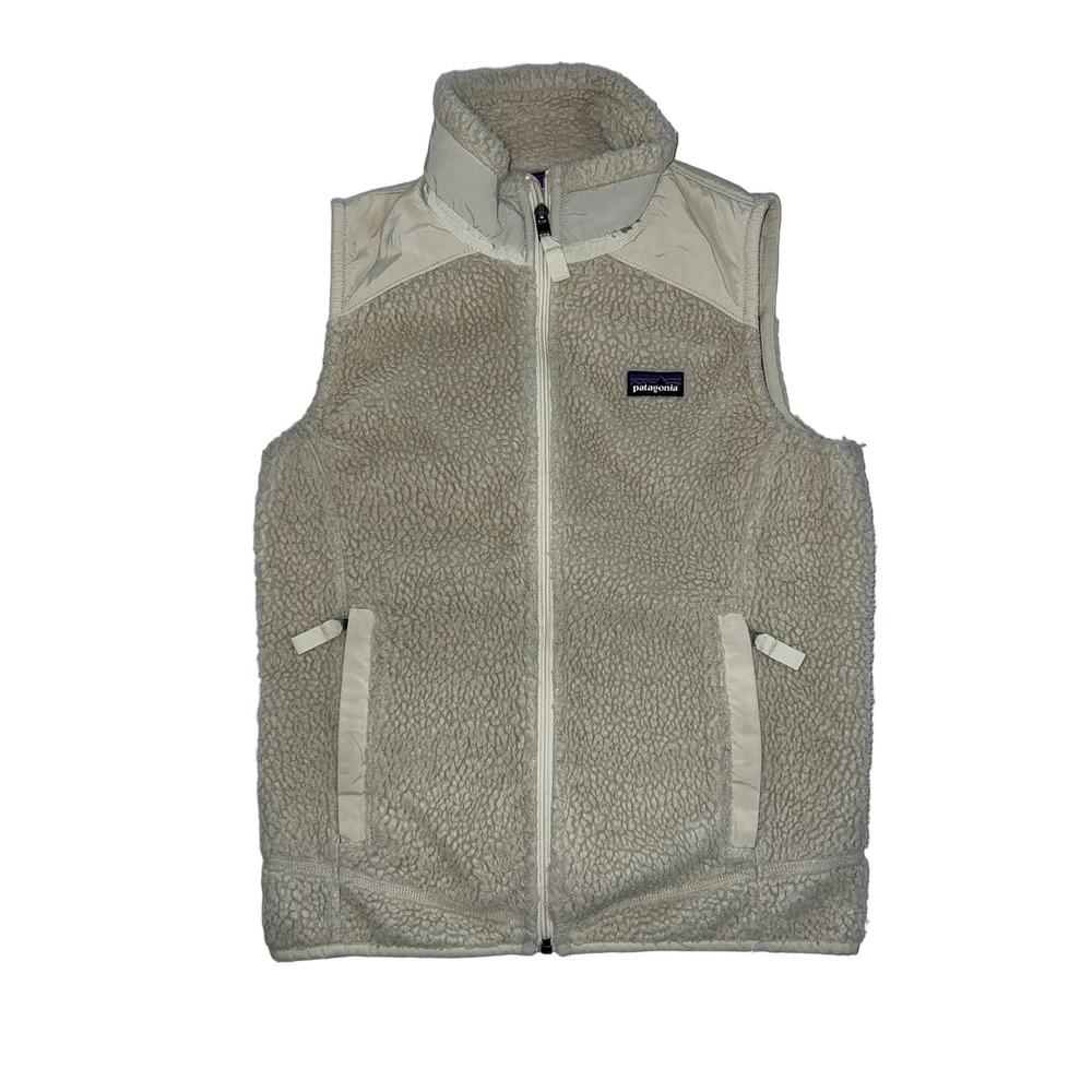 Patagonia Women's Fleece Vest Small Beige Full Zip Outdoor Casual Layer